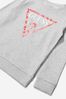 Boys Cotton Logo Print Sweatshirt in Grey