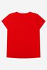 Girls Cotton Heart Logo T-Shirt in Red