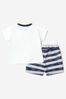 Baby Boys Bear T-Shirt And Shorts Set in White