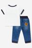 Baby Boys T-Shirt And Denim Joggers Set in Blue/White