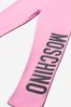 Girls Cotton Logo Print Leggings in Pink