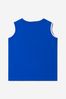 Boys Cotton Basketball Teddy Sleeveless T-Shirt in Blue