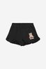 Girls Cotton Teddy Toy And Fruit Shorts in Black