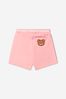 Baby Girls Cotton Teddy Logo Shorts in Pink