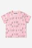 Baby Girls Cotton Teddy Toy Logo T-Shirt in Pink