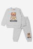 Baby Unisex Cotton Teddy Toy Logo Tracksuit in Grey