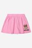 Baby Girls Cotton Teddy Toy Logo Skirt in Pink