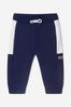 Baby Boys Cotton Logo Print Tracksuit in Navy
