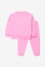 Baby Girls Cotton Minion Logo Tracksuit in Pink