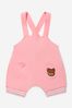 Baby Girls Cotton T-Shirt And Dungarees Set in Pink