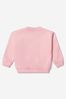 Baby Girls Cotton Teddy Bear Logo Sweatshirt in Pink