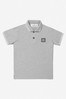 Boys Grey Cotton Logo Polo Shirt