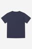 Boys Cotton Short Sleeve Logo T-Shirt in Navy