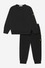 Boys Cotton Branded Tracksuit in Black