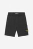 Boys Black Cotton Fleece Bermuda Shorts