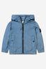 Boys Showerproof Hooded Zip Up Jacket in Blue