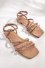 Camel Brown Forever Comfort® Stud Sandals with Ankle Strap
