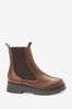Chocolate Brown Extra Wide Fit Forever Comfort® Leather Chunky Sole Chelsea Boots