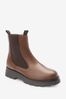 Chocolate Brown Extra Wide Fit Forever Comfort® Leather Chunky Sole Chelsea Boots