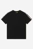 Girls Cotton Logo Band T-Shirt in Black