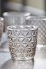 Cox & Cox Set of 4 Grey Textured Glass Tealight Holders