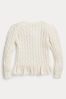 Polo Ralph Lauren Girls Cream Cable Knit Logo Peplum Cardigan