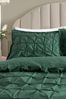 Bottle Green Textured Pleats Plain Duvet Cover And Pillowcase Set
