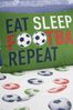 Catherine Lansfield Green Kids Eat Sleep Football Reversible Duvet Cover And Pillowcase Set