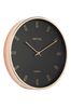 Brookpace Lascelles Black Rose Gold Metal Cased Wall Clock with Black Dial