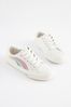 White Rainbow Embellished Standard Fit (F) Lace-Up Trainers
