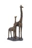 Libra Antique Bronze Mother And Baby Giraffe Sculpture