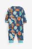 Orange/Blue Space Print Footless Sleepsuits 3 Pack (0mths-3yrs)