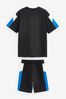 Black/Cobalt Blue Colourblock Short Sleeve T-Shirt And Shorts Set (3-16yrs)
