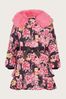 Monsoon Pink Floral Ruffle Padded Coat