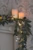 Green Pine Cone and White Berry LED Garland