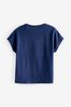 Navy Blue Rainbow Heart Short Sleeve Sequin T-Shirt (3-16yrs)