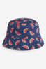 Blue Flamingo/Watermelon Festival Reversible Bucket Hat