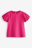 Bright Pink Cotton Puff Sleeve T-Shirt SHIRT (3mths-7yrs)