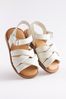 White Leather Strappy Padded Sandals