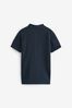 Navy Short Sleeve Textured Zip Neck Wear Polo Shirt (3-16yrs)