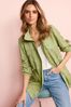 Soft Khaki Green Relaxed Utility Jacket Printed with Patch Pockets
