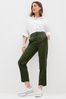 Khaki Green Linen Blend Taper Trousers