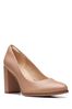 Clarks Nude Praline Leather Court Shoes