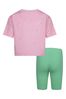 Nike Varsity Pink/Green Little Kids Gingham T-Shirt and Shorts Set