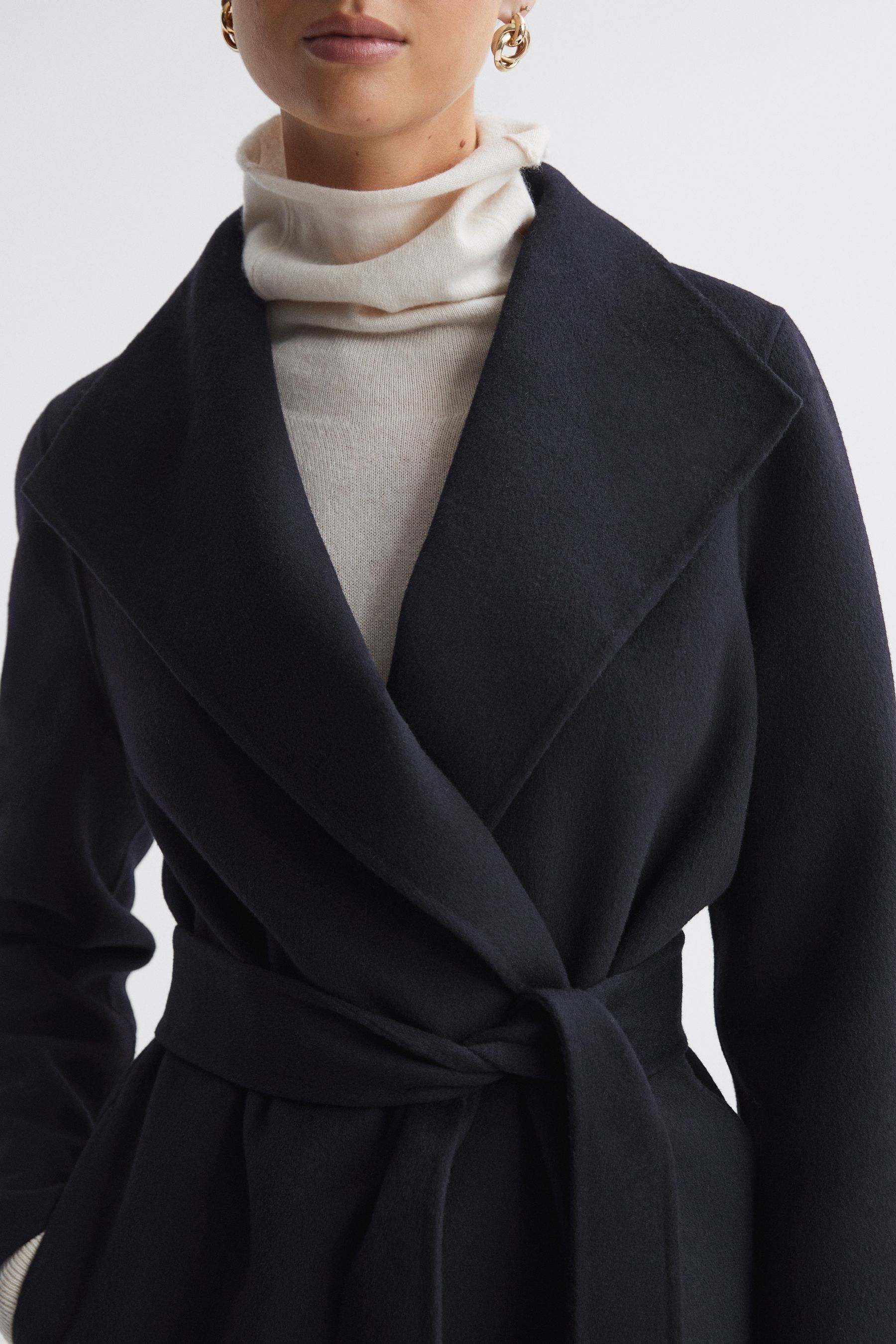 Buy Reiss Navy Mya Double Breasted Wool Blindseam Coat from the Next UK ...