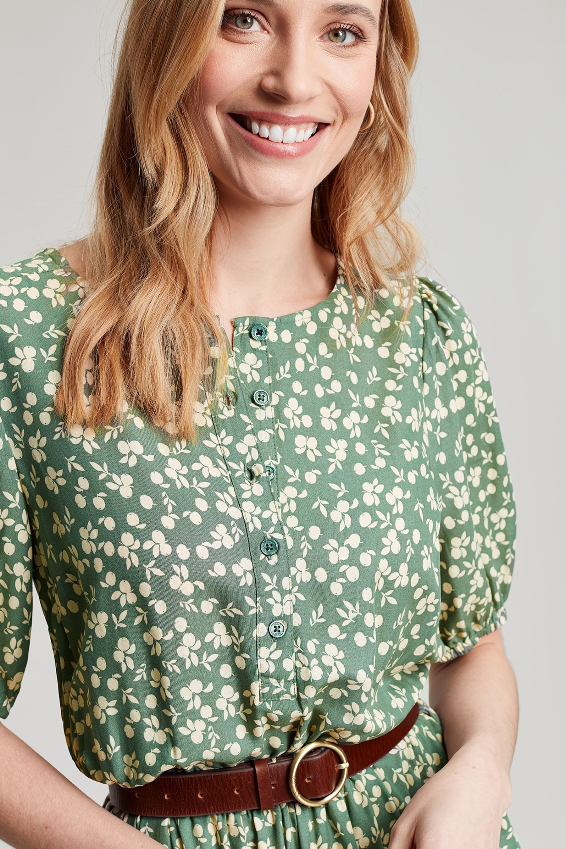 Buy Joules Green Adele Button Down Tiered Dress from Next Luxembourg
