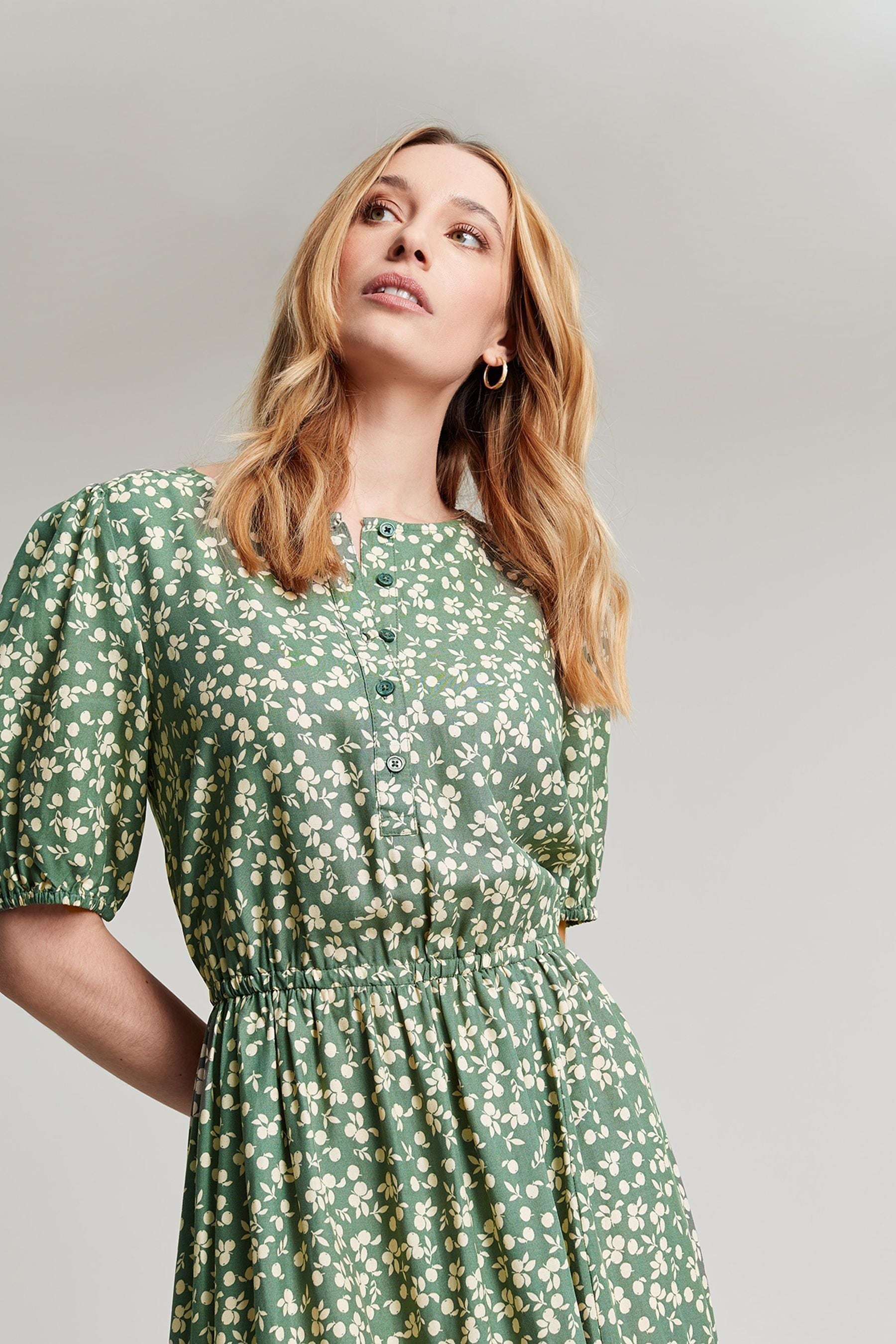 Buy Joules Green Adele Button Down Tiered Dress from Next Ireland