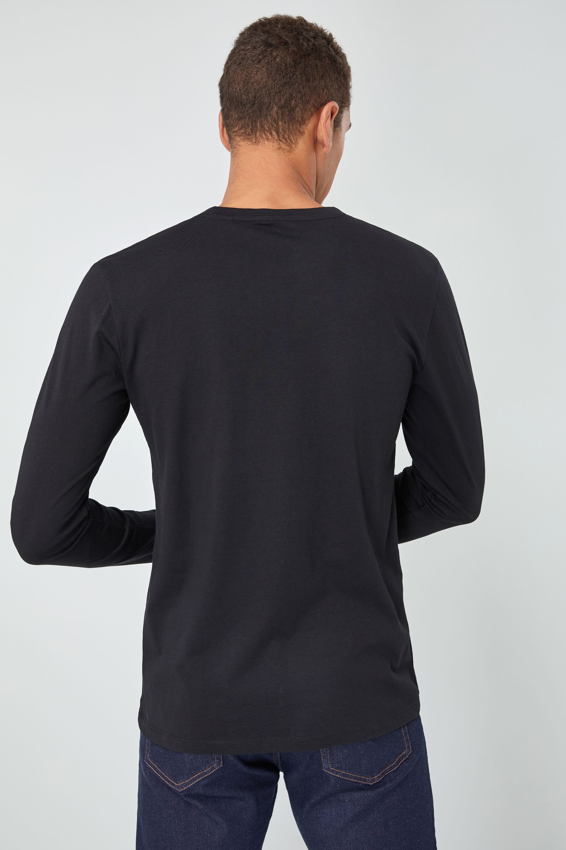 Buy Black Long Sleeve Crew Neck T-Shirt from the Next UK online shop