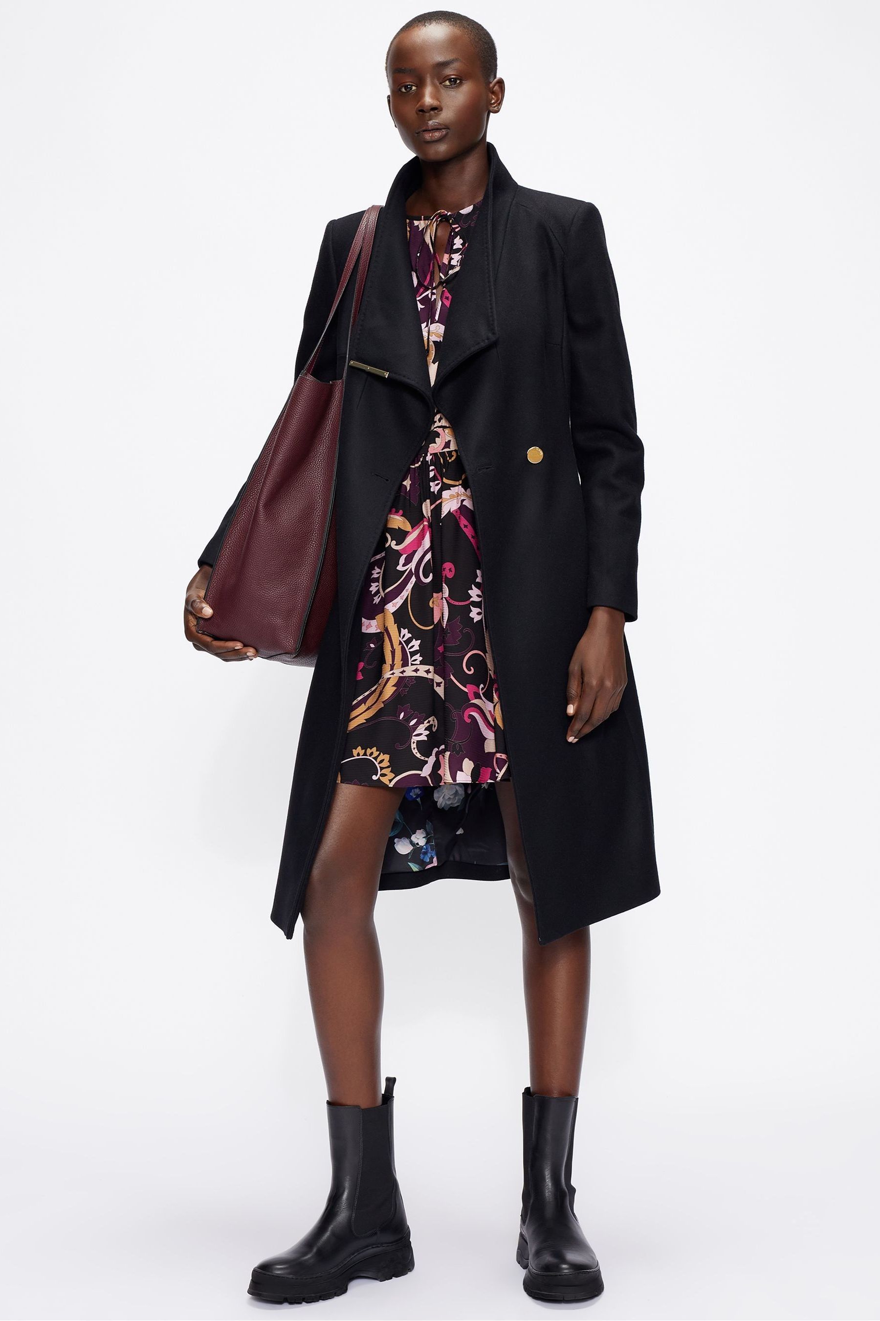 ted baker womens camel rose midi wool wrap coat