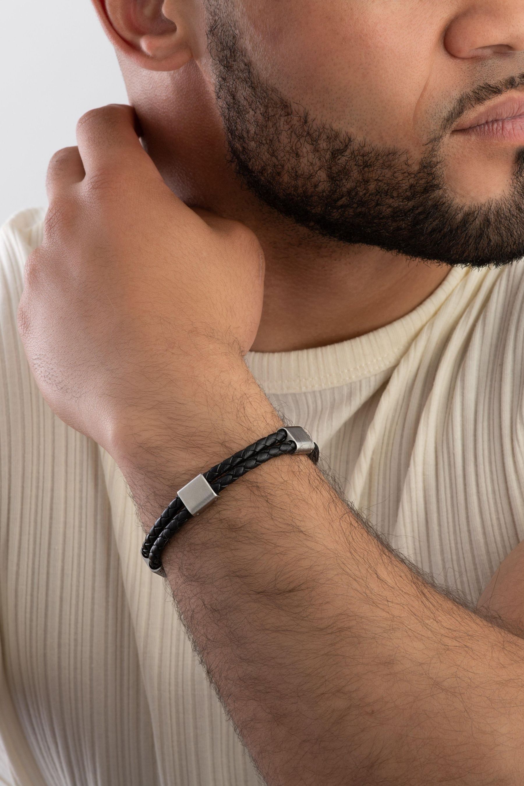 Buy Beaverbrooks Mens Leather Bracelet from the Next UK online shop